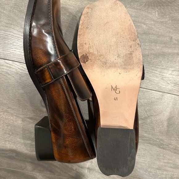 M.Gemi Scuola Loafer Brown Patina Leather Buckle Square Toe Low Heel Women's 41 - Picture 16 of 16
